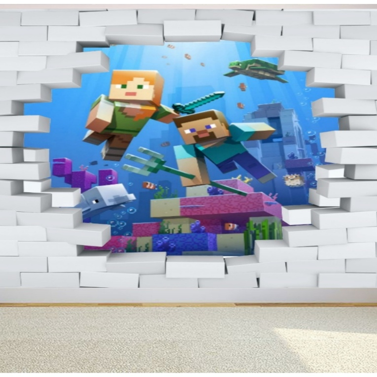 Adesivo buraco de pared 3D do Minecraft