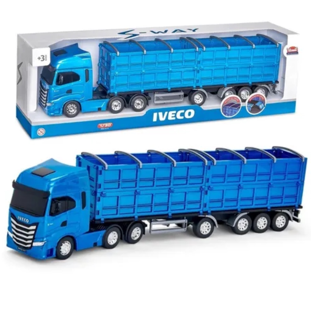 Caminhão Carreta Iveco + Empilhadeira Brinquedo Infantil Miniatura