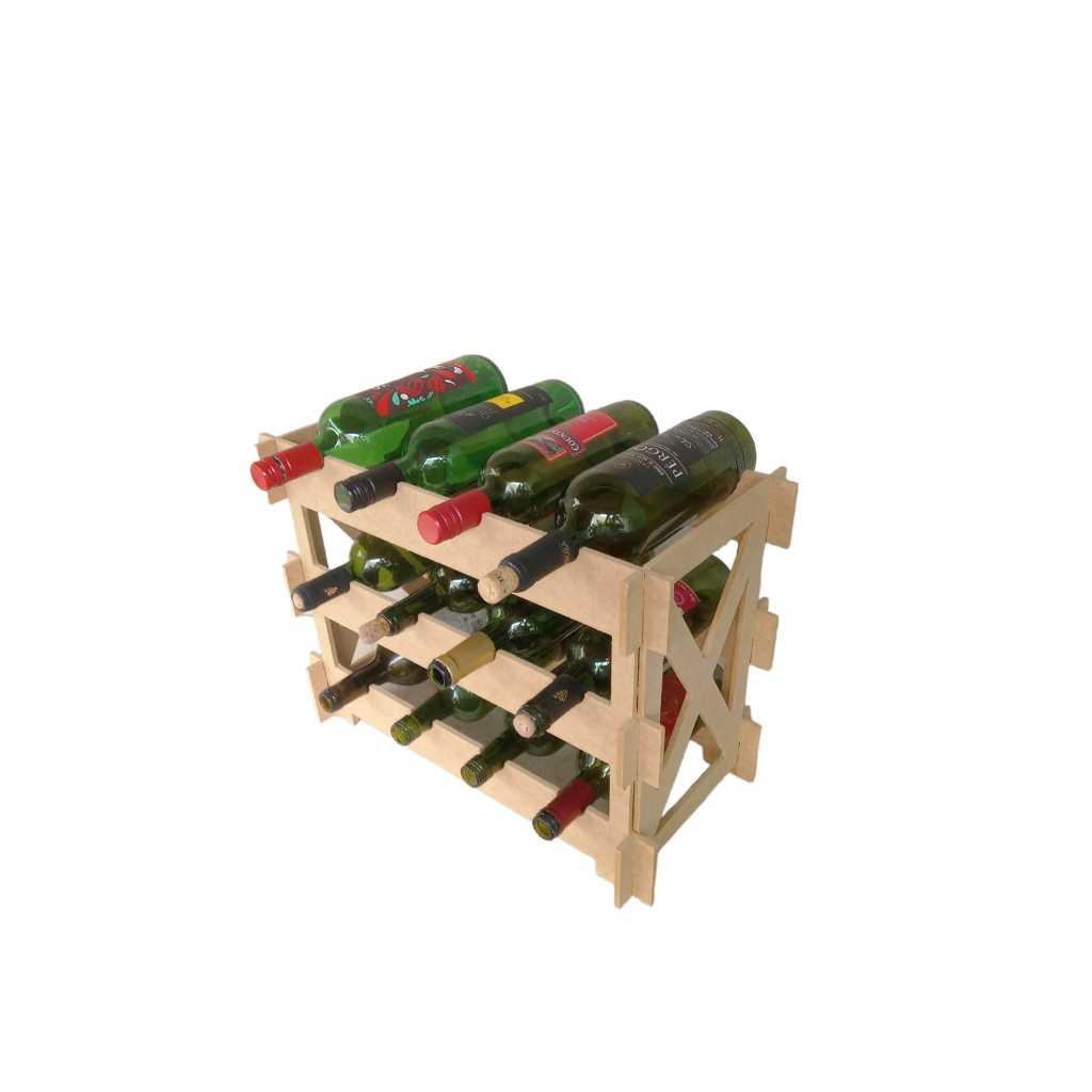 Adega Madeira Compacta Para Vinho 12 Garrafas - Balcão Piso Vinicula