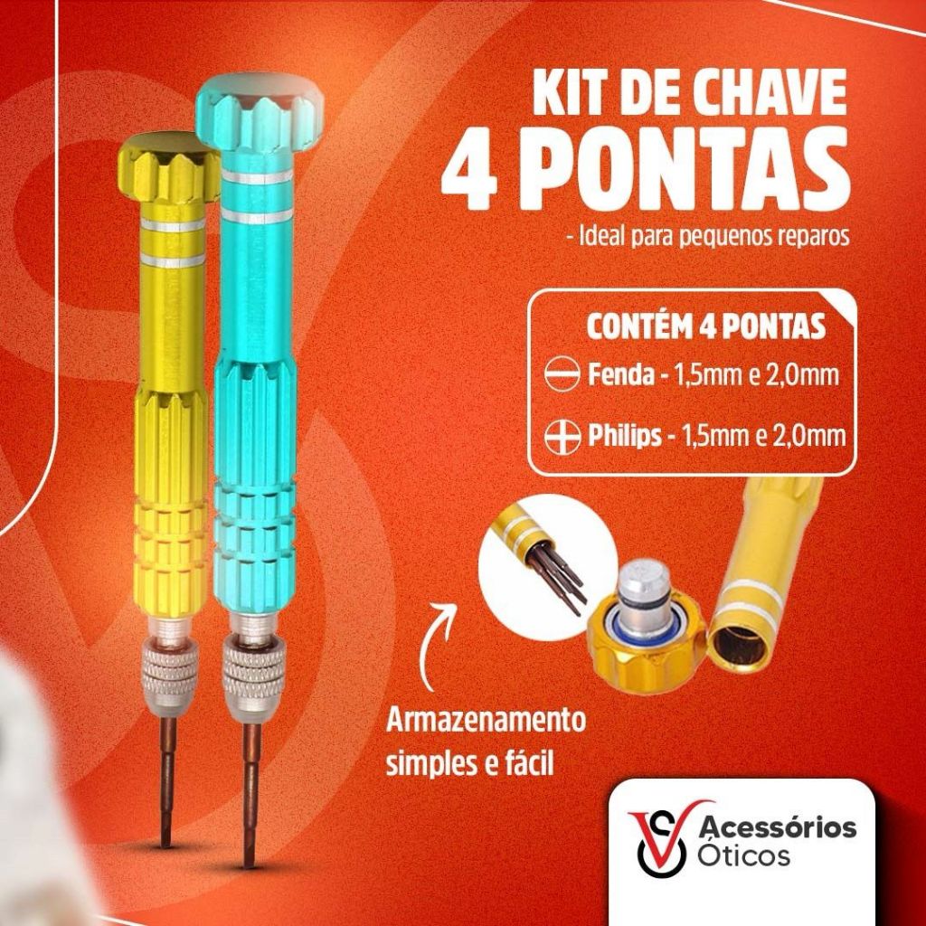 Kit Chave 4 Pontas - Conserto e Reparo de Óculos