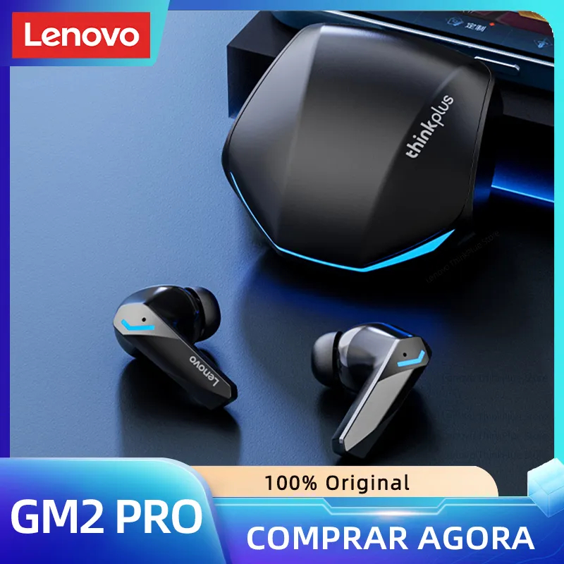 Fone De Ouvido LENOVO GM2 PRO ORIGINAL Bluetooth 5.1 Com Microfone E Música