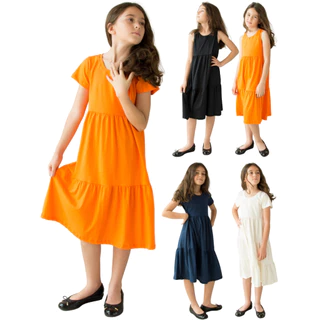 Vestido Infantil e Juvenil 2 Marias Com Manga e Cavado 100% Algodão Diversas Cores e Tamanhos: (08 ao 16)