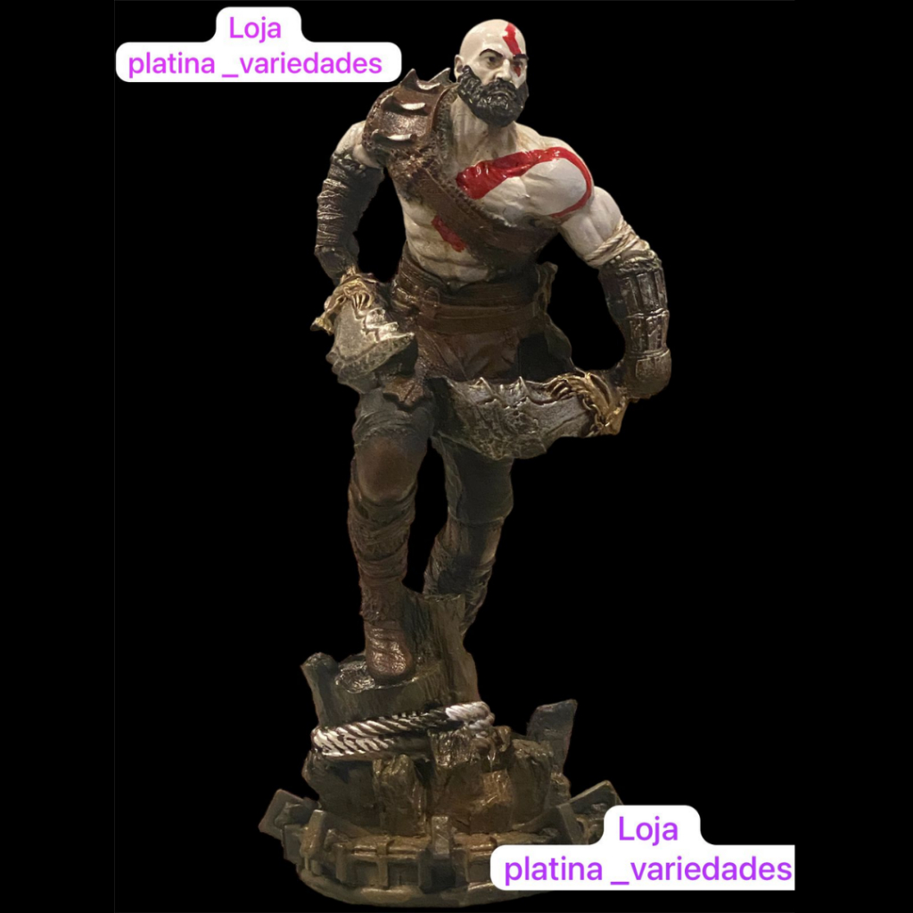 Boneco Colecionável Kratos God of War Grande Lâmina do Caos Estatueta Estátua Action Figure de Resina
