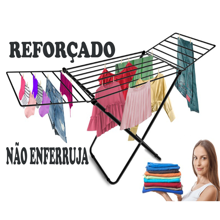 Varal De Chão Reforçado Com Abas e sem Abas Dobrável Retrátil Slim branco