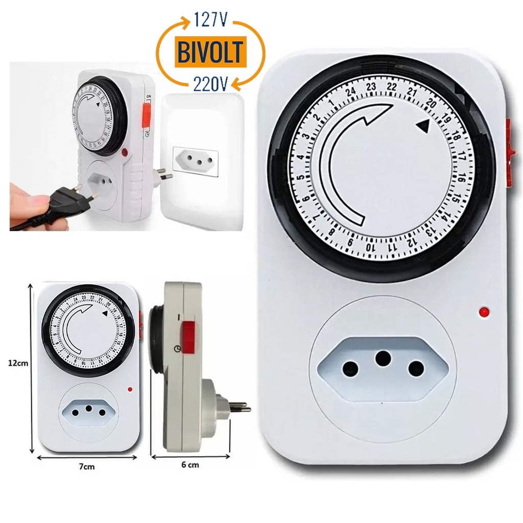 Temporizador Analógico energia com Plug Liga E Desliga modelo timer ...