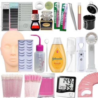 Kit Completo Treino Extensão e Alongamento Cílios Cola Elite HS10 Higrometro Cabeça Silicone Cílios Nagaraku Volume Brasileiro e Volume Russo
