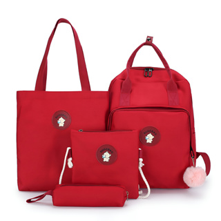 Juzia Bolsas Kit de 4 bolsas chaveiro pompom ursinho mochila escolar maternidade bolsa tote bolsa tiracolo estojo multifuncional alça ajustável