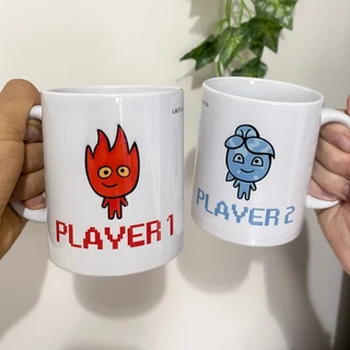 Conjunto 2 Canecas Fogo e Água Player 1 Player 2 - Presente Dia dos Namorados