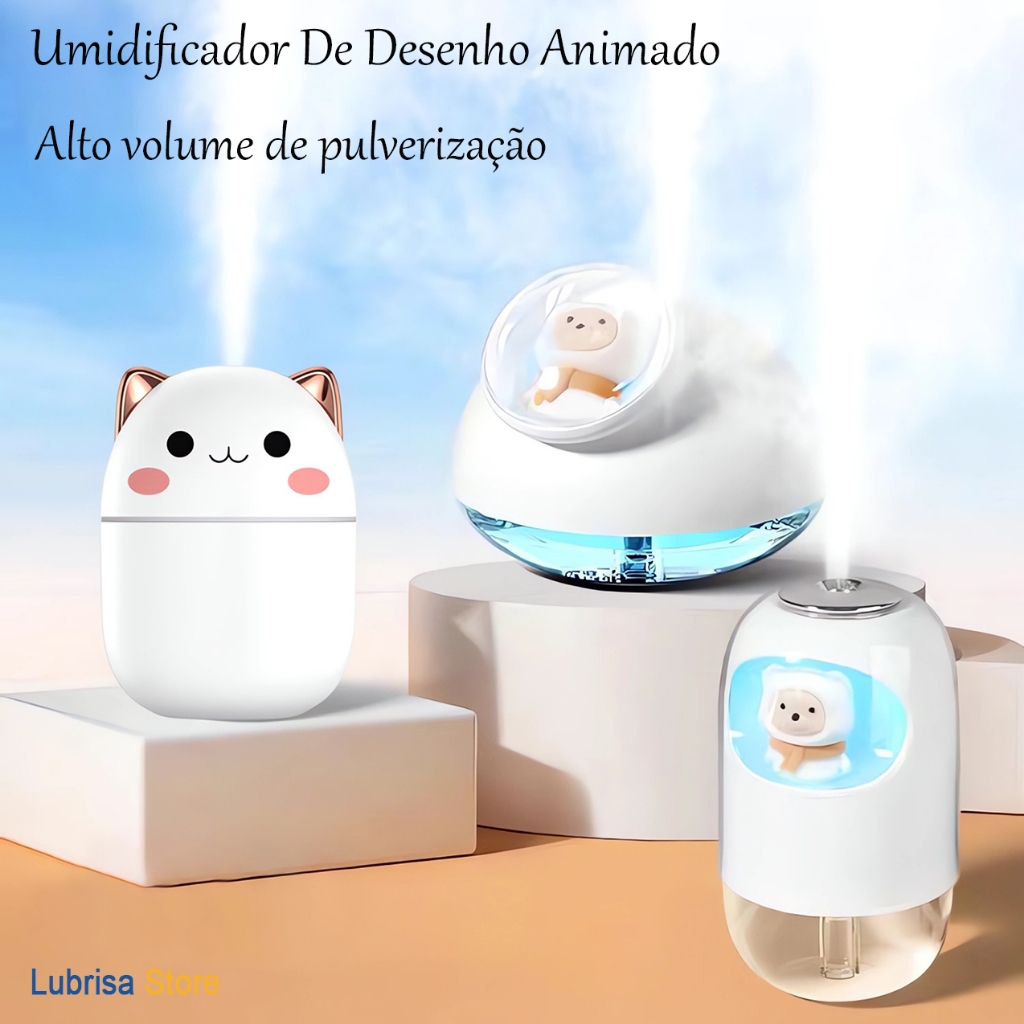 Mini Umidificador De Ar Infantil Aromatizador Purificador Gatinho ...