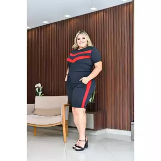 Conjunto Feminino Blusa Feminina e Bermuda Ciclista Short Feminino Plus Size Roupas Femininas Modinha Moda Plus Blusa Manga Curta Short Com Bolso