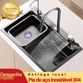 Cuba Cozinha Gourmet orneira Flexível Preto 304 Inox/ Preto +Ducha Horizontal Torneira Flexível Acessórios 75cm Para envio imediato