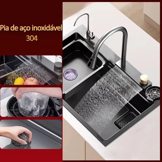 Cuba Cascata Gourmet Premium Torneira Lavador Copos Completa 75cm