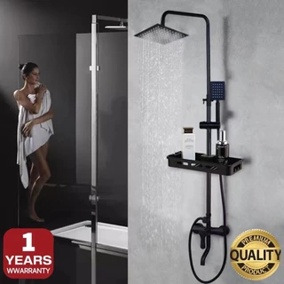 Conjunto de chuveiro 304 em aço inoxidável para banheiro doméstico Chuveiro de reforço com rack de armazenamento