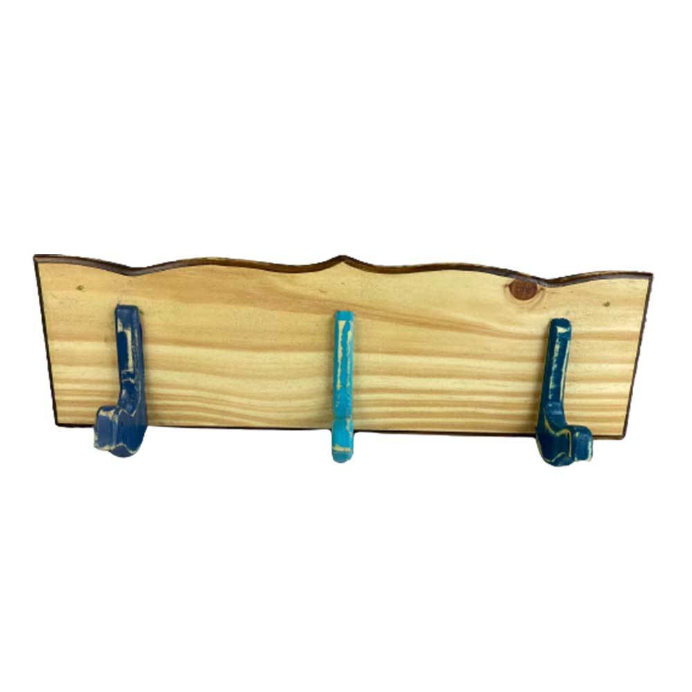 Cabide de parede, madeira de seringueira, 90x9