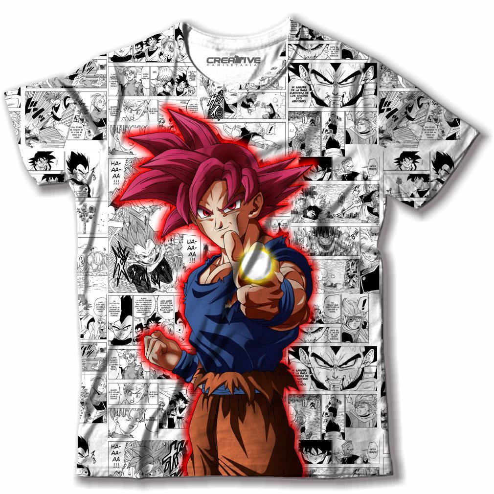 Camisa Camiseta Impressão 3D Goku Instinto Superior Batalha Dragon Bal