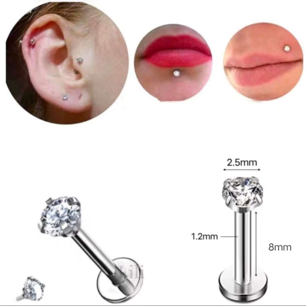 Piercing Labret Ponto De Luz Helix Tragus Conch A O Cir Rgico Mm Shopee Brasil