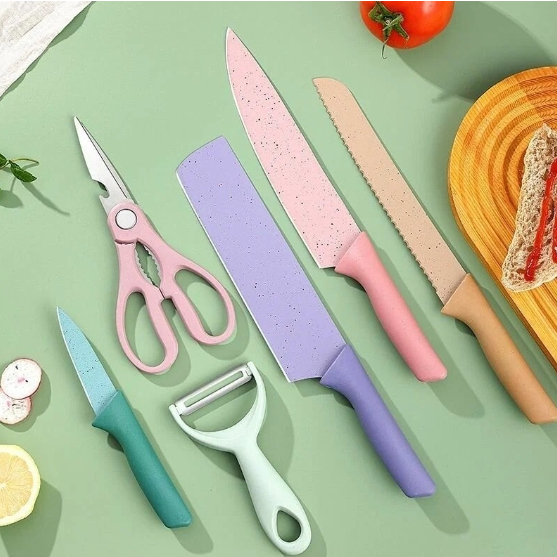 Kit de Facas Colorido Inox com 6 Peças