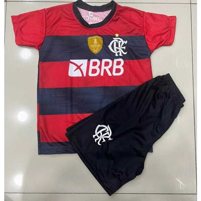 Conjunto do Flamengo Onda Modelo 2023-24 Uniforme de Futebol