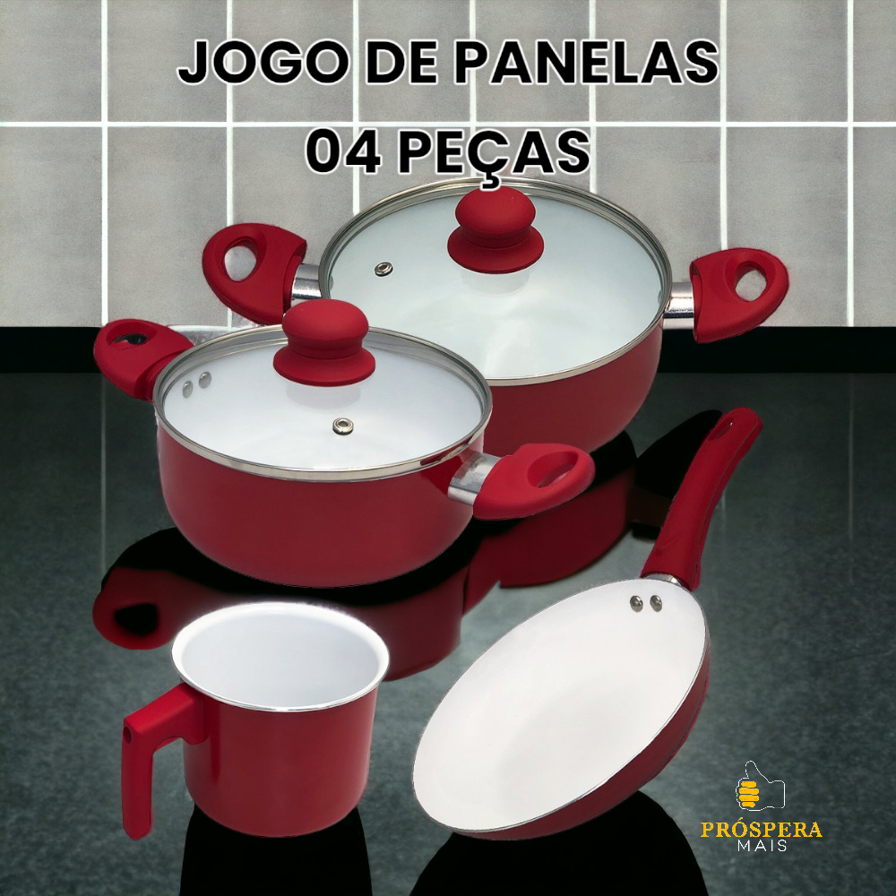 JOGO DE PANELAS LE COOK PREMIER RED 4 PCS - 1,7L / 2L / 2,6L / 4,5L