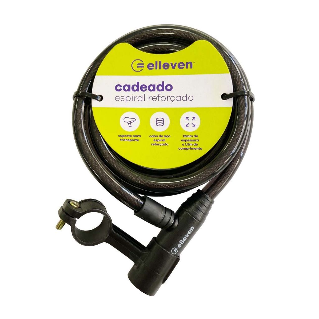 Cadeado Espiral Trava Tranca De Bicicleta Chave Cabo Aço 12mm 150cm