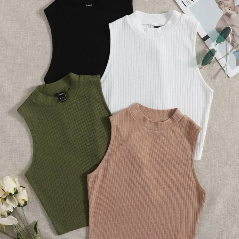 Cropped Gola Alta Canelado Blogueirinha ENVIO IMEDIATO