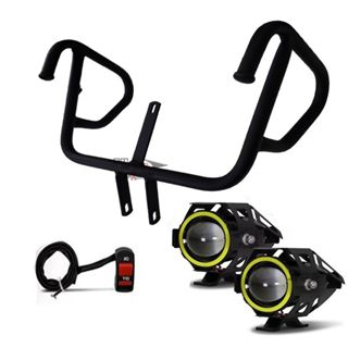 Protetor de Motor Honda CG Titan Start Fan160 + Farol de Milha U7 COM Botão Interruptor