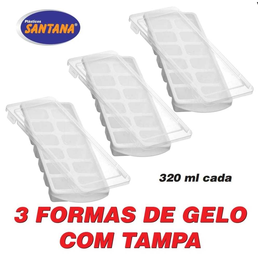 Conjunto c/3 formas de gelo com tampa