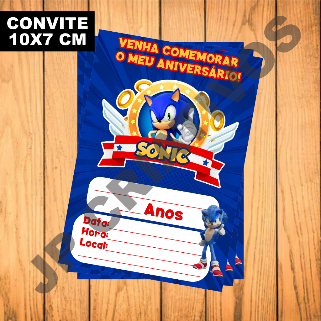 Sonic o Filme Convite do Aniversário - oscarsitosroom