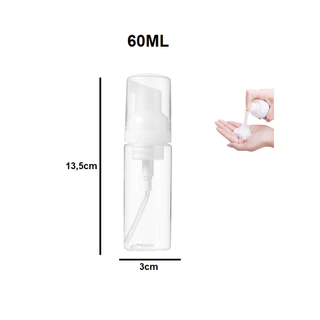 Frasco Pump Pra Fazer Espuma 60ml 13,5cm Skincare Limpeza Higienização Facial Prático Multiuso Transparente em Oferta na Shopee