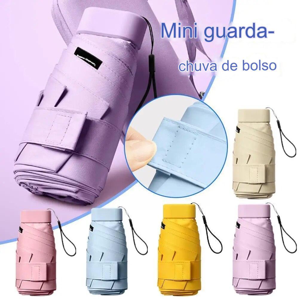 Mini Guarda Sol Guarda Chuva Anti Uv Com Estojo Dobr Vel Al A Regul Vel Prote O Uv V Rias Cores