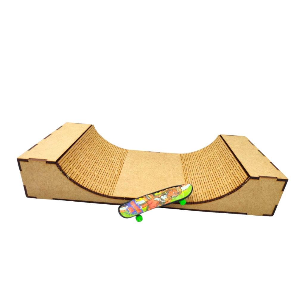 Pista Rampa Skate Dedo Para Brincar Mdf 58x15x18cm - LD Laser