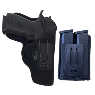 Coldre 640 Neoprene Interno Destro + 1 Porta Magazine Duplo | Preto