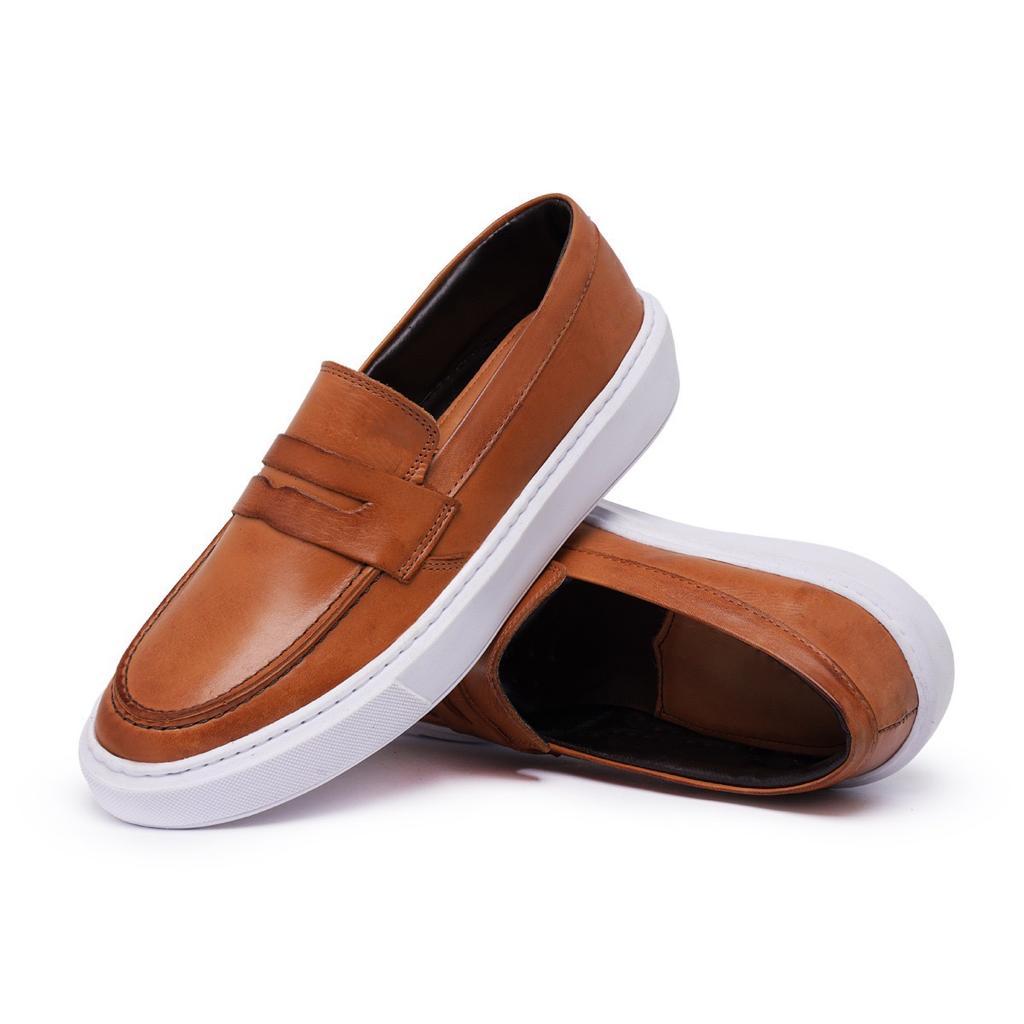 Sapato Sapatênis Slip-on Masculino em Couro Legítimo Látego