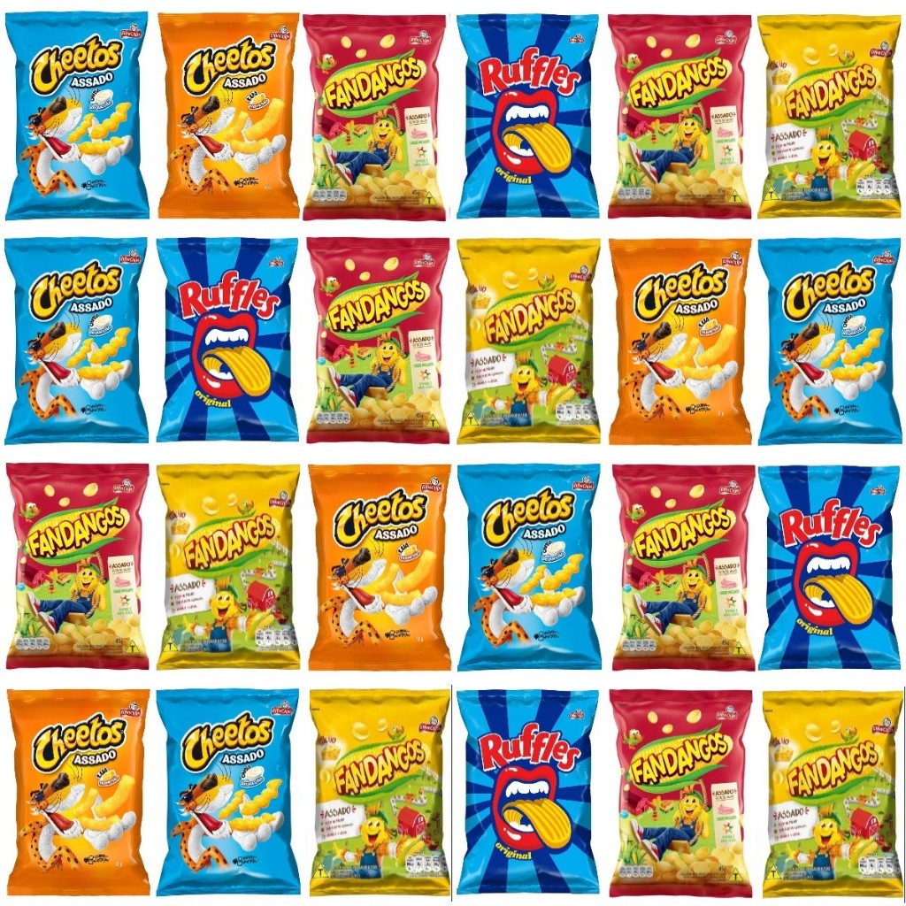 Biscoitos Salgadinhos Elma Chips cheetos requeijão Caixa c/ 50un