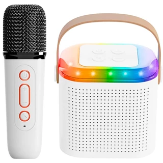 Mini Karaokê Infantil Bluetooth Caixinha de Som Com Microfone Muda Voz