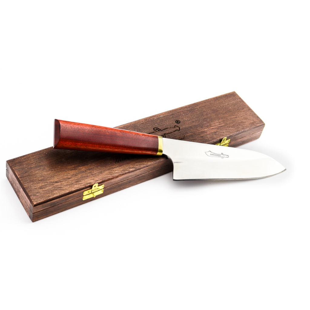 Faca Japonesa Inox para Sashimi Deba Bocho com Cabo de Madeira e Estojo