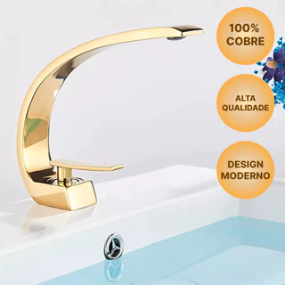 Torneira de Banheiro Gourmet Monocomando 100% Cobre Alta Qualidade Design Moderno