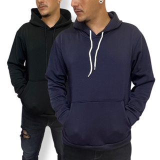 Kit 2 Blusa Moletom Canguru com Capuz Liso Unissex Masculino Feminino