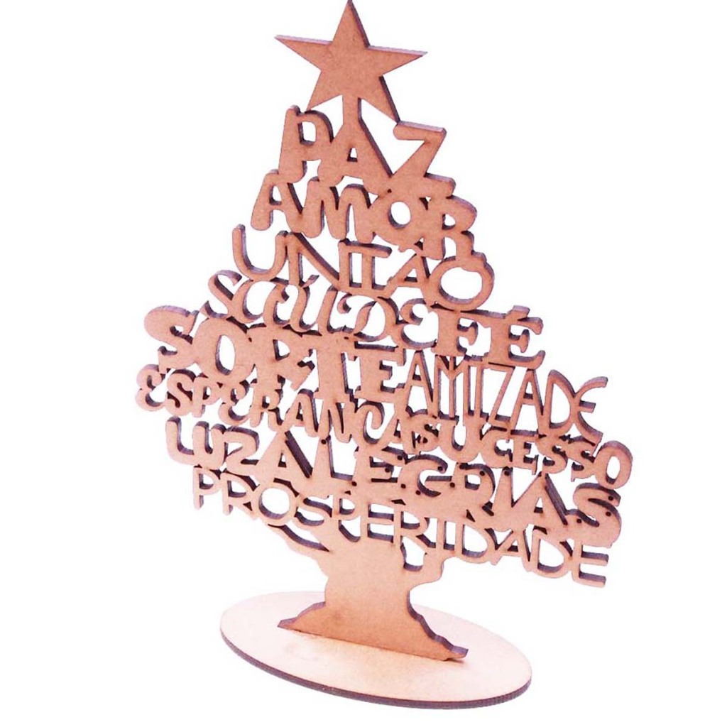 Enfeite de Natal Mini Árvore Com Frases Decoração de Mesa