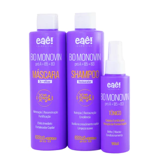 Kit Bio Monovin de Crescimento Barba Cabelo e Sobrancelha 120ml Anti-Queda Capilar Eaê! Cosméticos
