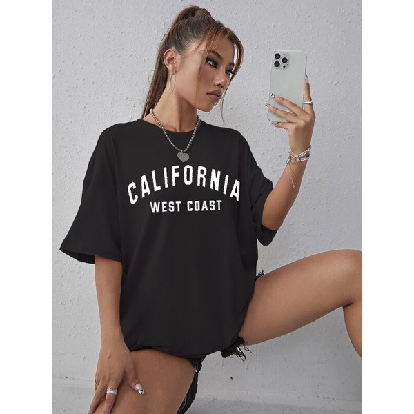 Camiseta Feminina Oversized California West Coast 100% Algodão