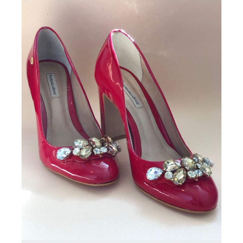 Scarpin vermelho hot sale bico redondo