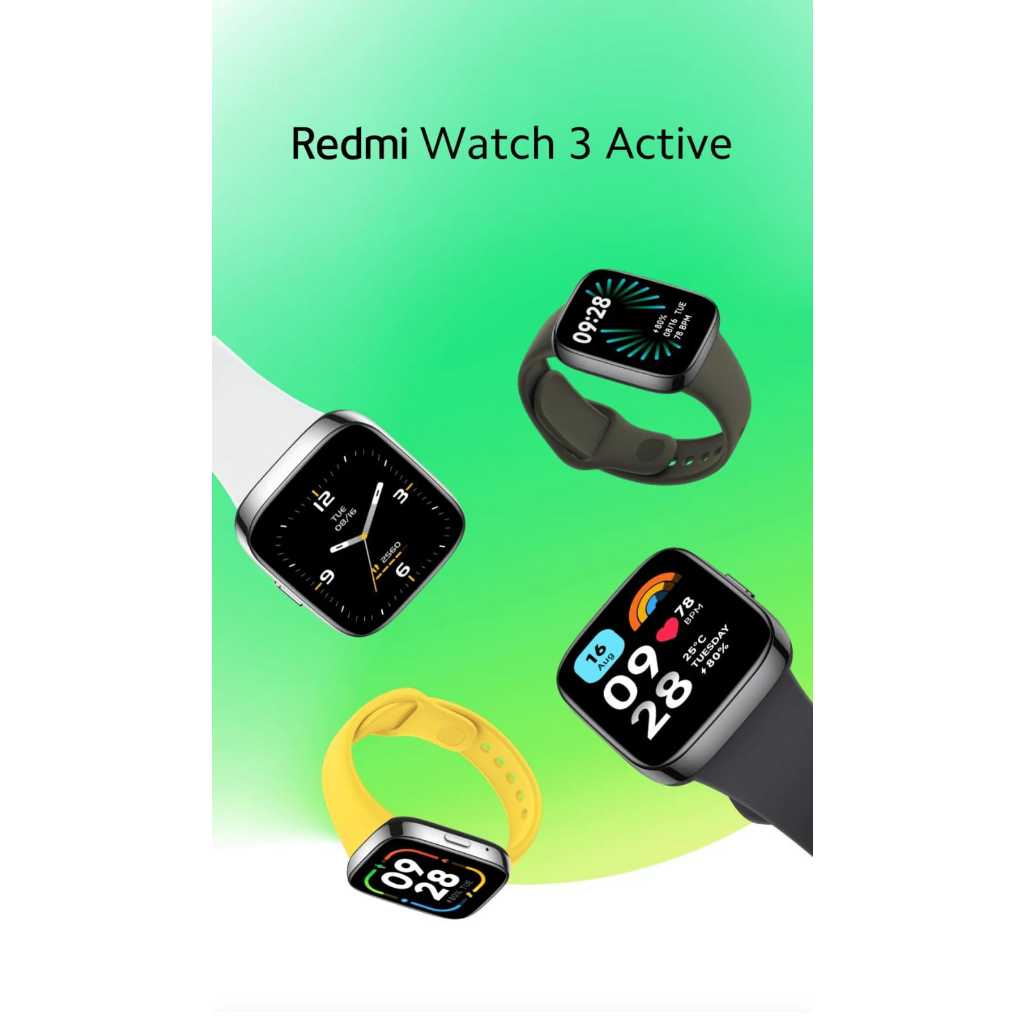 Smartwatch xiaomi redmi watch 3 active versão global,bluetooth chamada de voz, oxigênio no sangue, frequência cardíaca, 100 + modos esportivos