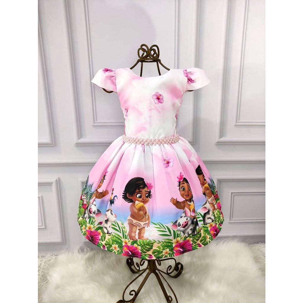 Vestido Moana Baby Rosa Pérola Infantil