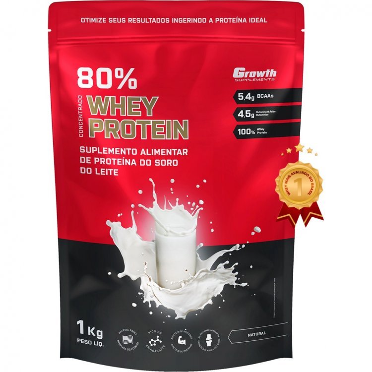 Whey Growth 80% Whey Protein Concentrado – Pacote 1kg – Growth Supplements