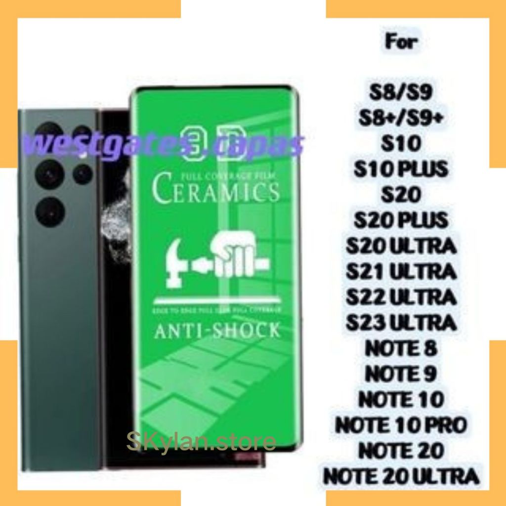 Pelicula 9D Cerâmica Compativel Samsung Galaxy S8 S9 S10 S20 S21 S22 S23 NOTE 8 9 10 20