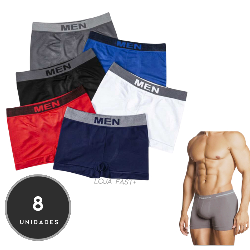 Kit 8 Cuecas Boxer Microfibra Adulto Premium