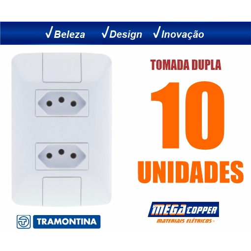 Tomada Tramontina Modular Aria Dupla 10 Amperes ou Interruptor Duplo