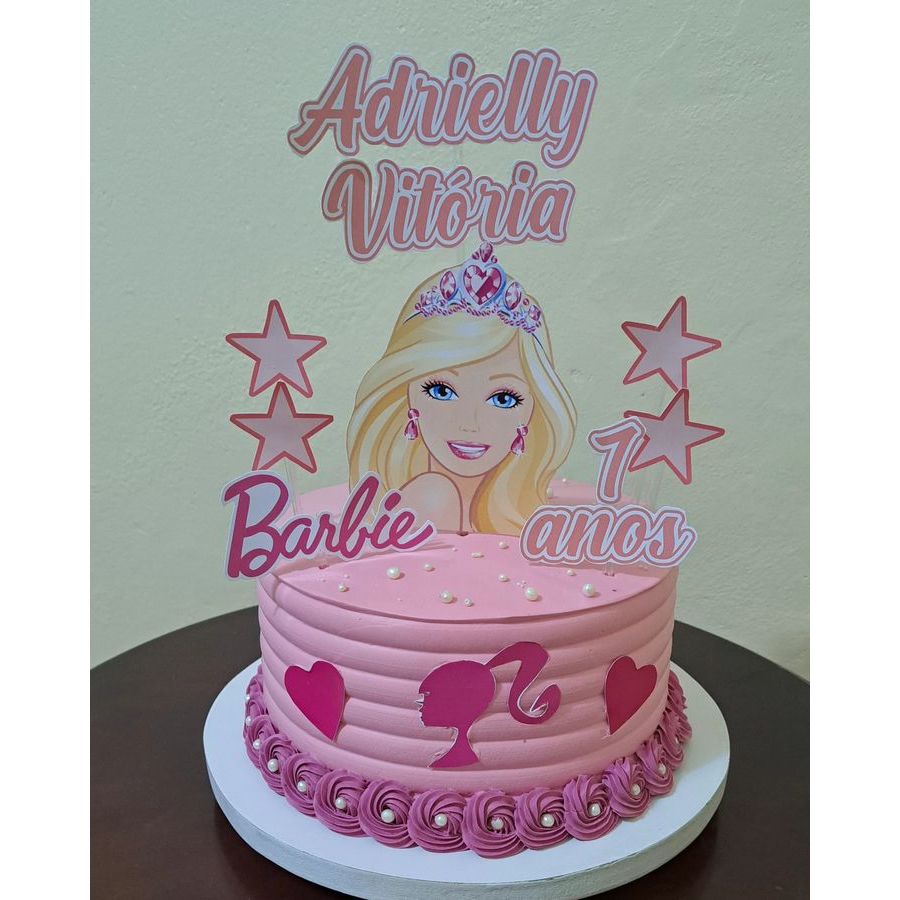 Topo de Bolo Barbie Adolescente (Topper Personalizado) Decoração Festa
