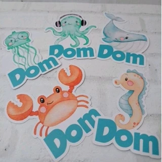 40 Apliques personalizados com nome Fundo do Mar- Leia Descrição